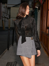 Tie Neck Semi-Sheer Velvet Shirt